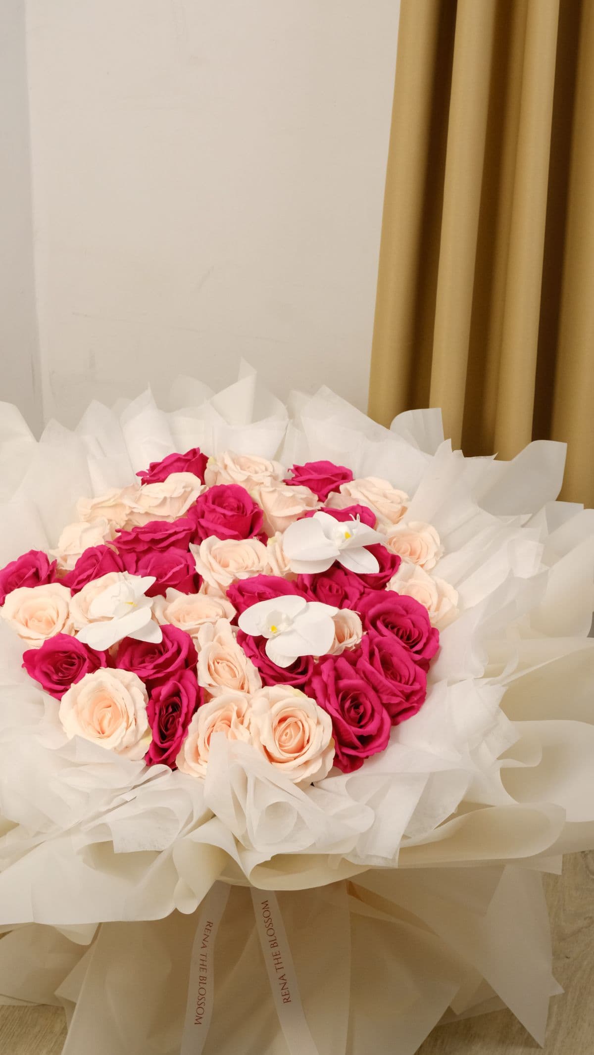 Blush Symphony Artif - 70 artificial pink roses with orchid — grand volume, permanent beauty. - Rena The Blossom Jakarta