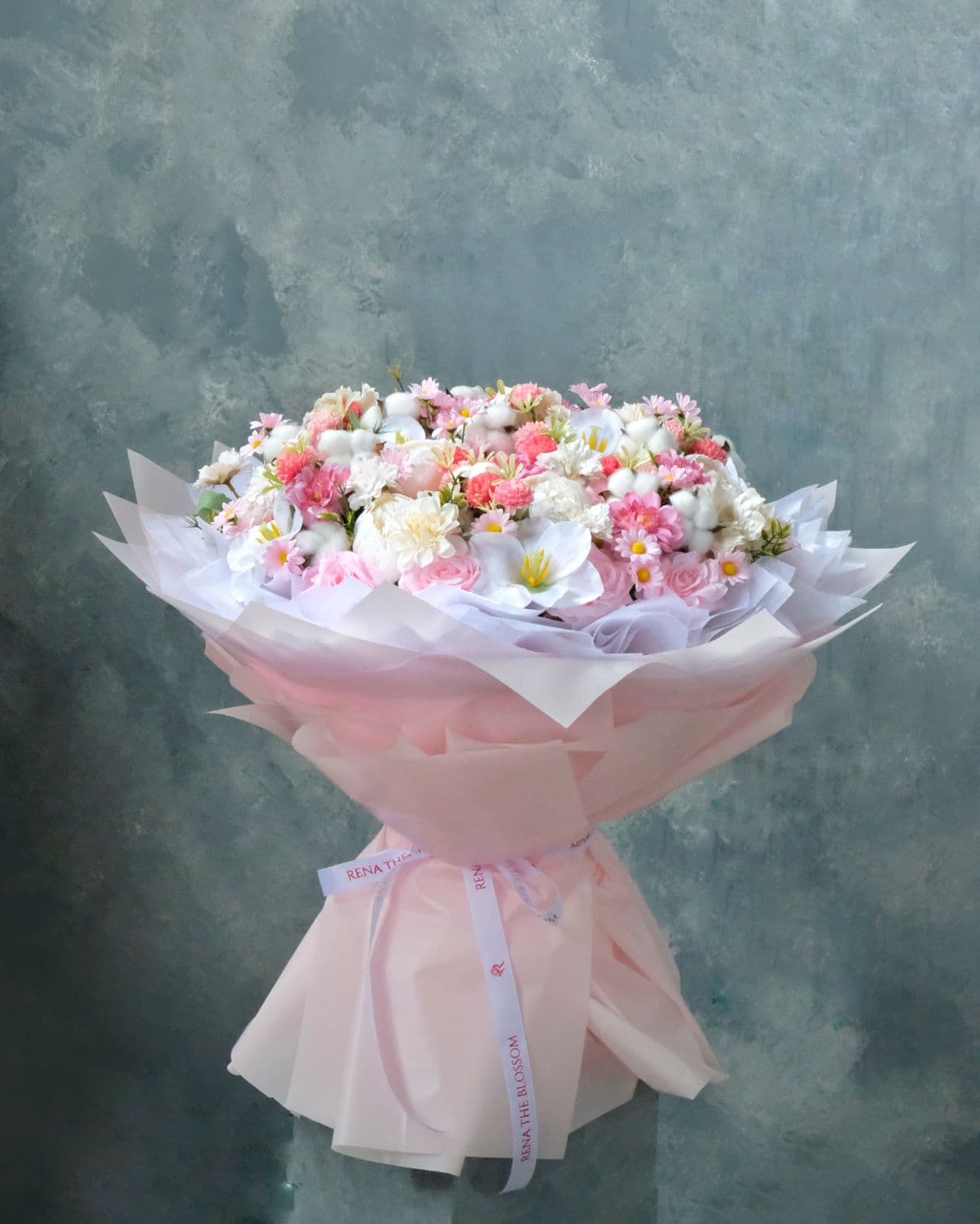Celestine Garden - Artificial cotton flowers, roses & dahlias in white — celestial, enduring, garden-fresh. - Rena The Blossom Jakarta