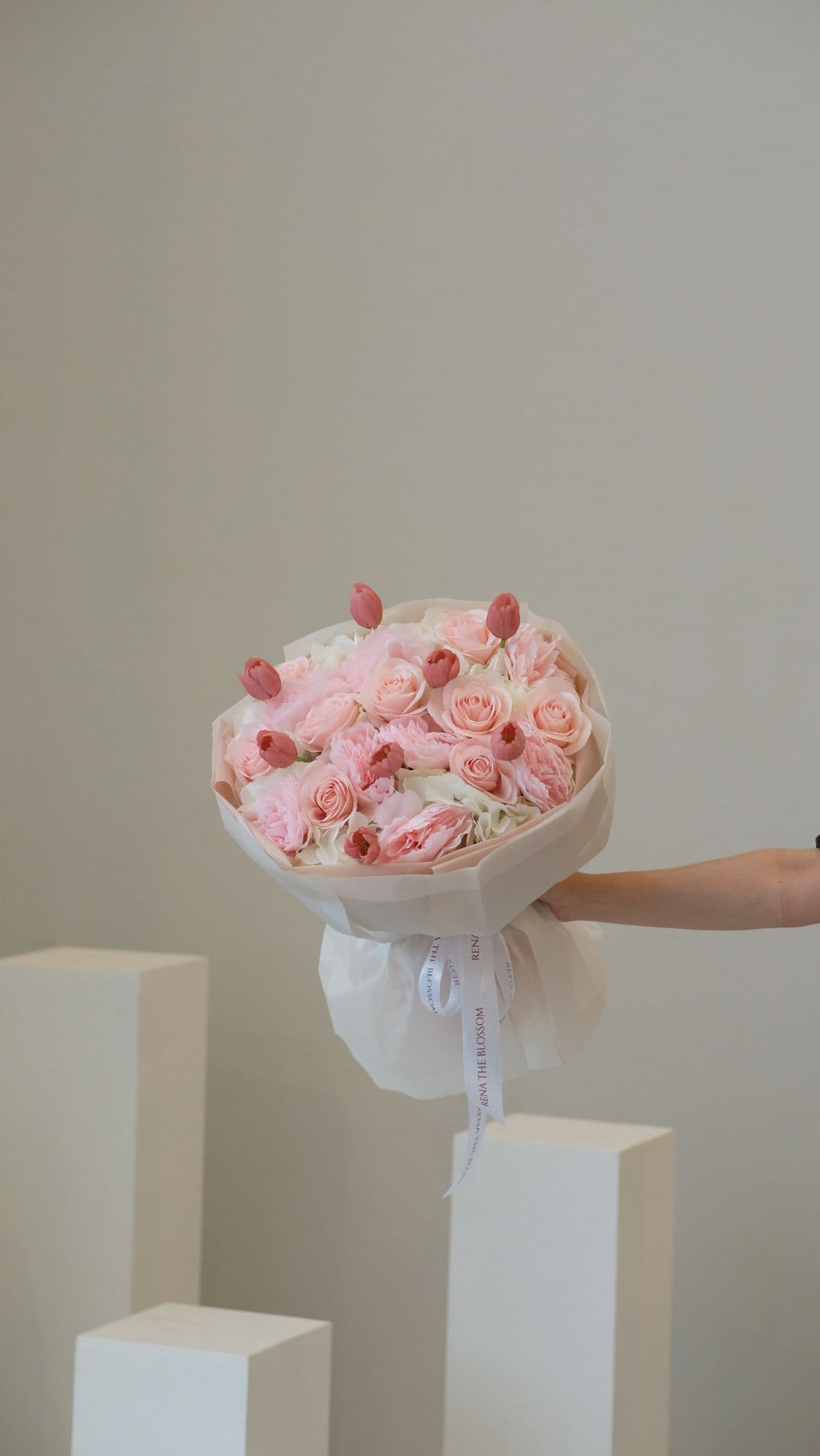 Rose, tulips & peony - Artificial roses, tulips, peonies & hydrangeas in pink — soft, layered, enduring. - Rena The Blossom Jakarta