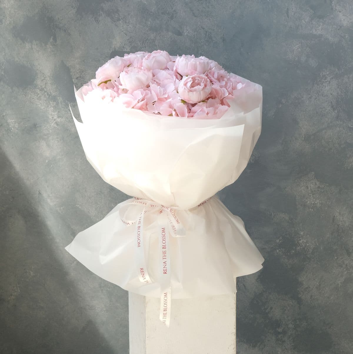 Pure Peony - Artificial pink peonies & hydrangeas — opulently pure and unexpectedly complete. - Rena The Blossom Jakarta