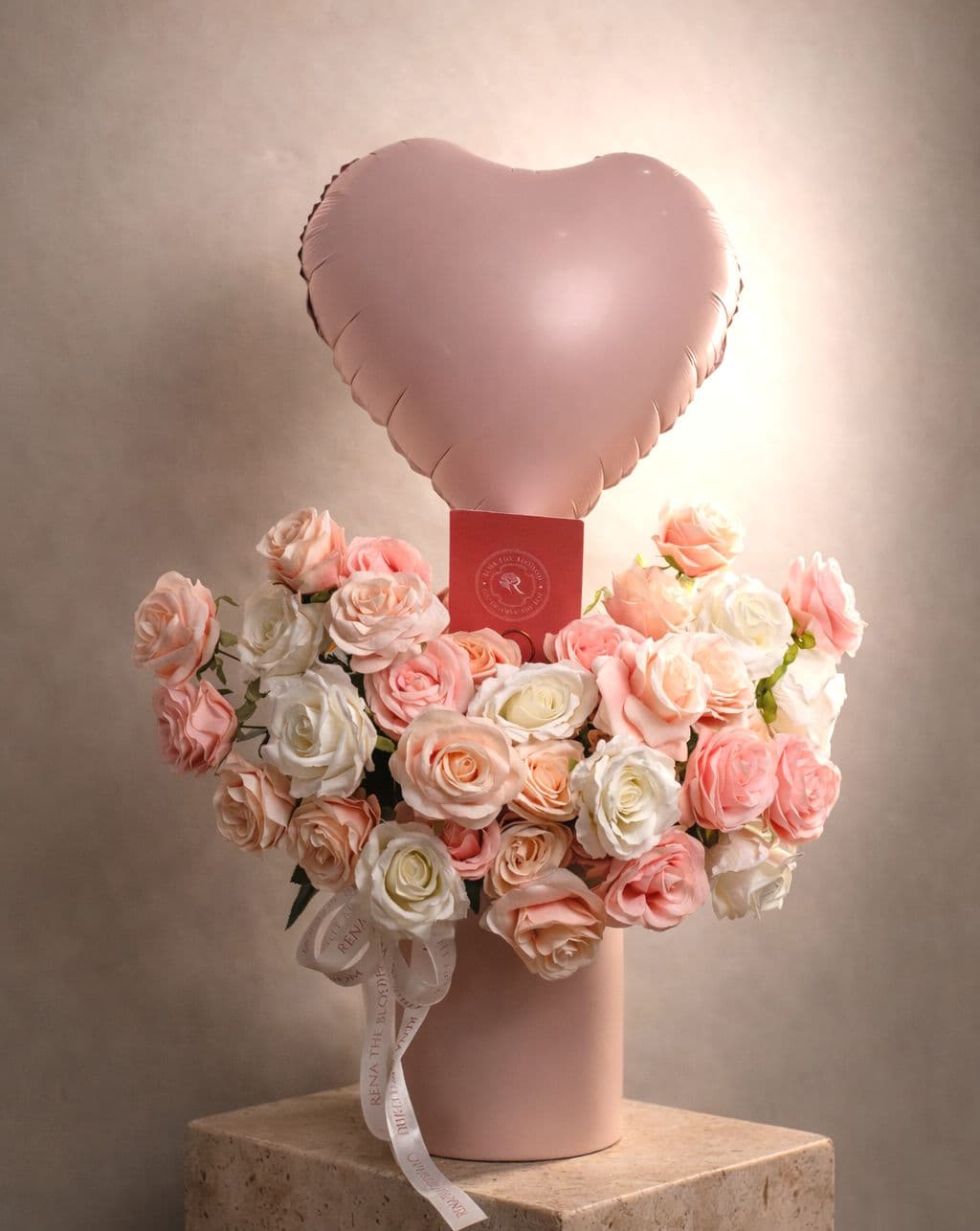 Adore You Artif - Soft artificial roses in pink & peach with a playful balloon — sweetly adorable. - Rena The Blossom Jakarta