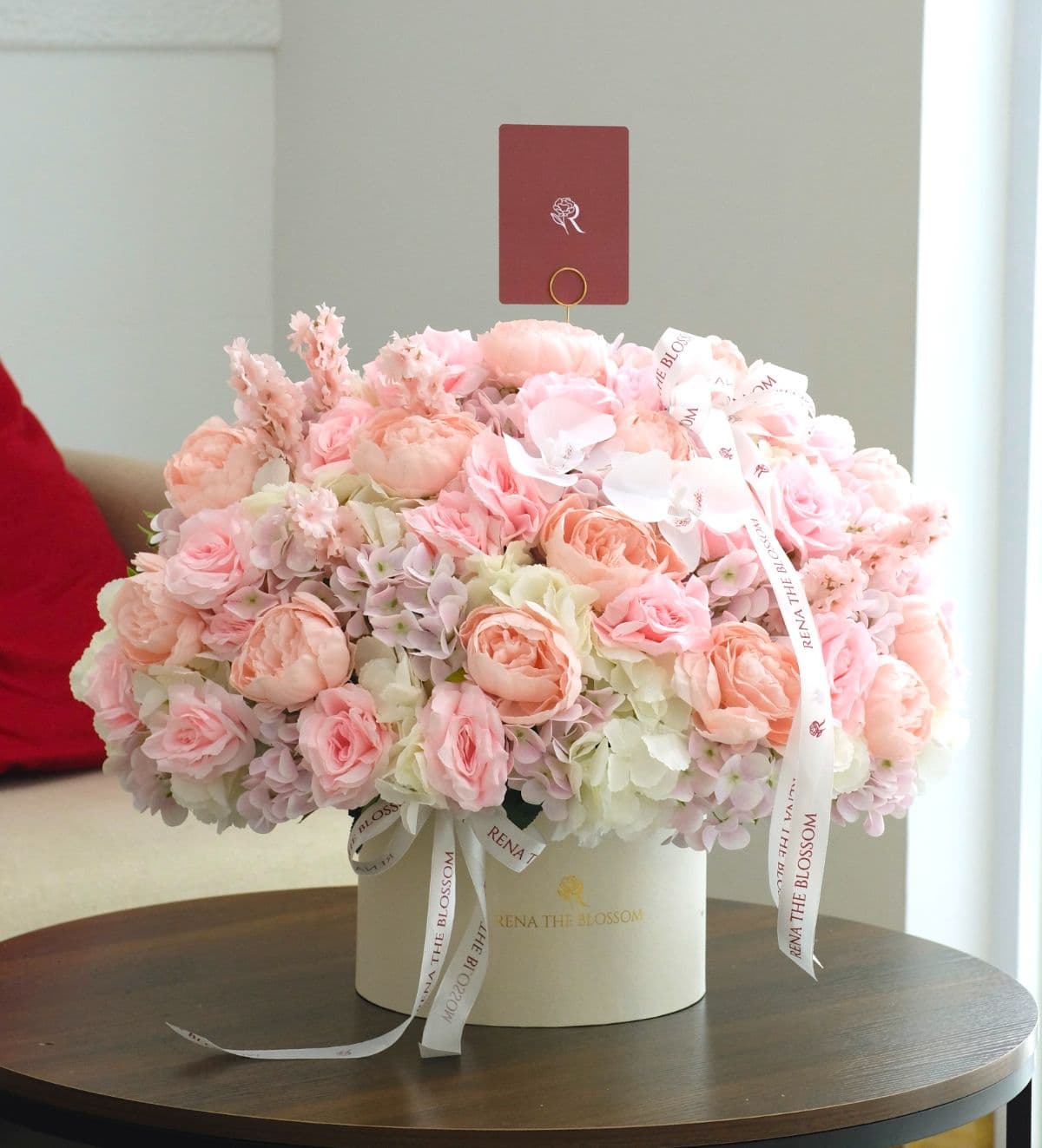 Maison Bloom - Artificial pink hydrangeas, peonies & hyacinth — lush, domestic, quietly spectacular. - Rena The Blossom Jakarta