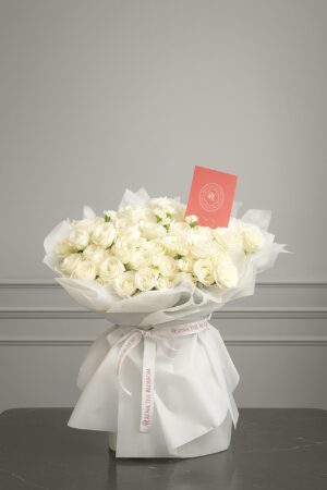 Crimson Elegance In White
